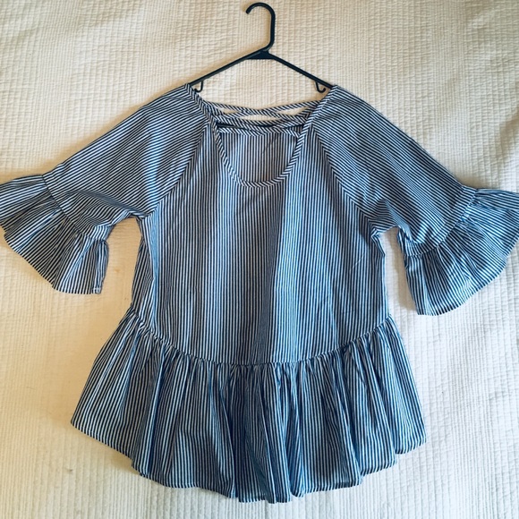 DONATED.  Blue Candy Striped Top - Picture 5 of 5